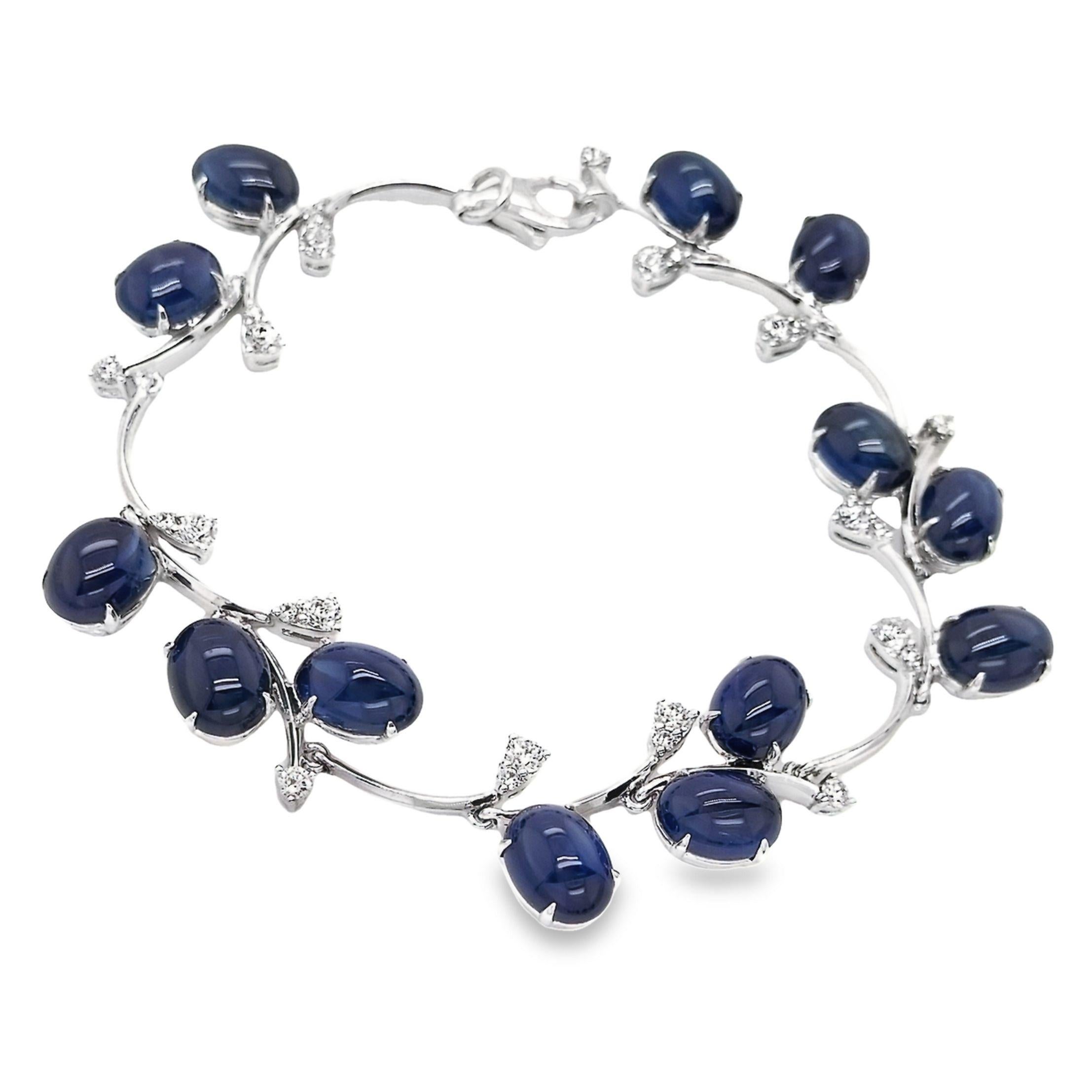 IGI Certified 24.23ct Natural Sapphires 1.01ct Natural Diamonds Gold Bracelet For Sale 1