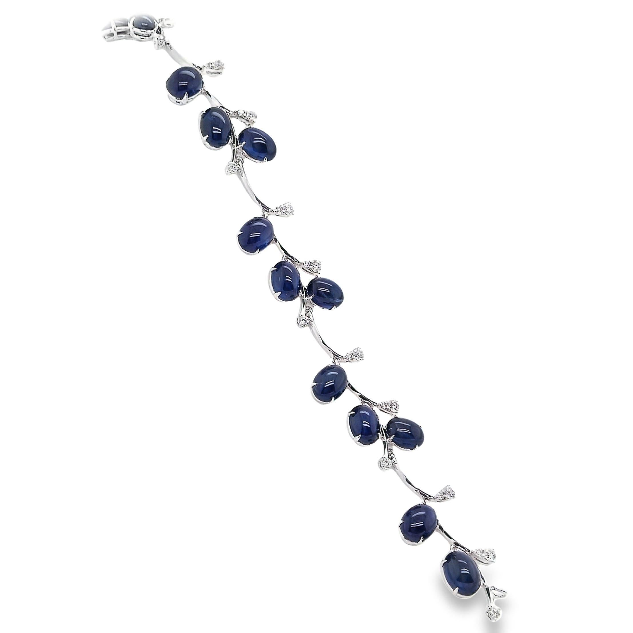IGI Certified 24.23ct Natural Sapphires 1.01ct Natural Diamonds Gold Bracelet For Sale 2