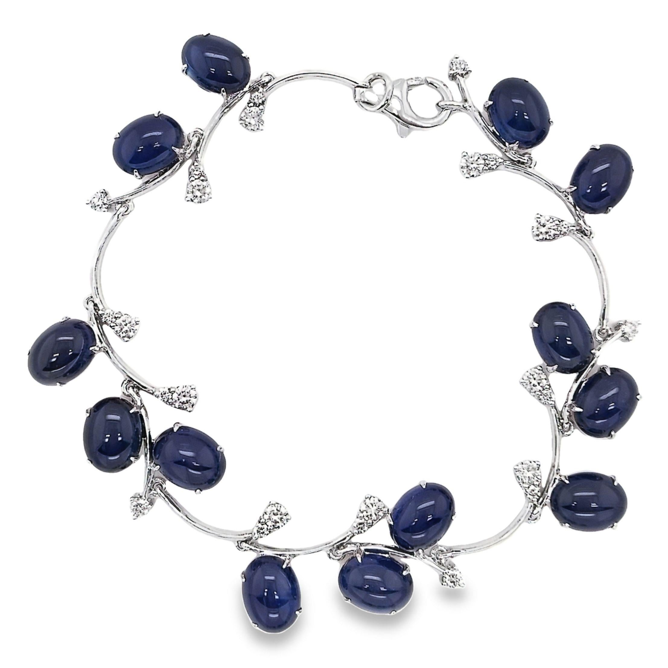 IGI Certified 24.23ct Natural Sapphires 1.01ct Natural Diamonds Gold Bracelet For Sale 3