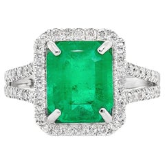 Bague en or certifiée IGI, émeraude naturelle de 2,44 carats et diamants naturels de 0,61 carat