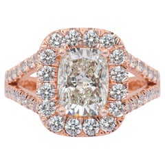 IGI Certified 2.45ct Diamonds Halo Ring in 18k Rose Gold