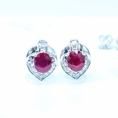 IGI Certified 2.46 Carat Burma Ruby & Diamond Earrings in 18K White Gold