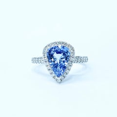 IGI Certified 2.47 Carat Blue Sapphire & Diamond Ring in 18K White Gold