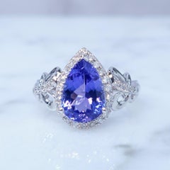 IGI Certified 2.47 Carat Tanzanite & Diamond Ring in 18K White Gold