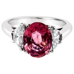 IGI Certified 2.48 Carat Natural/No Heat Padparadscha Sapphire Ring in Platinum