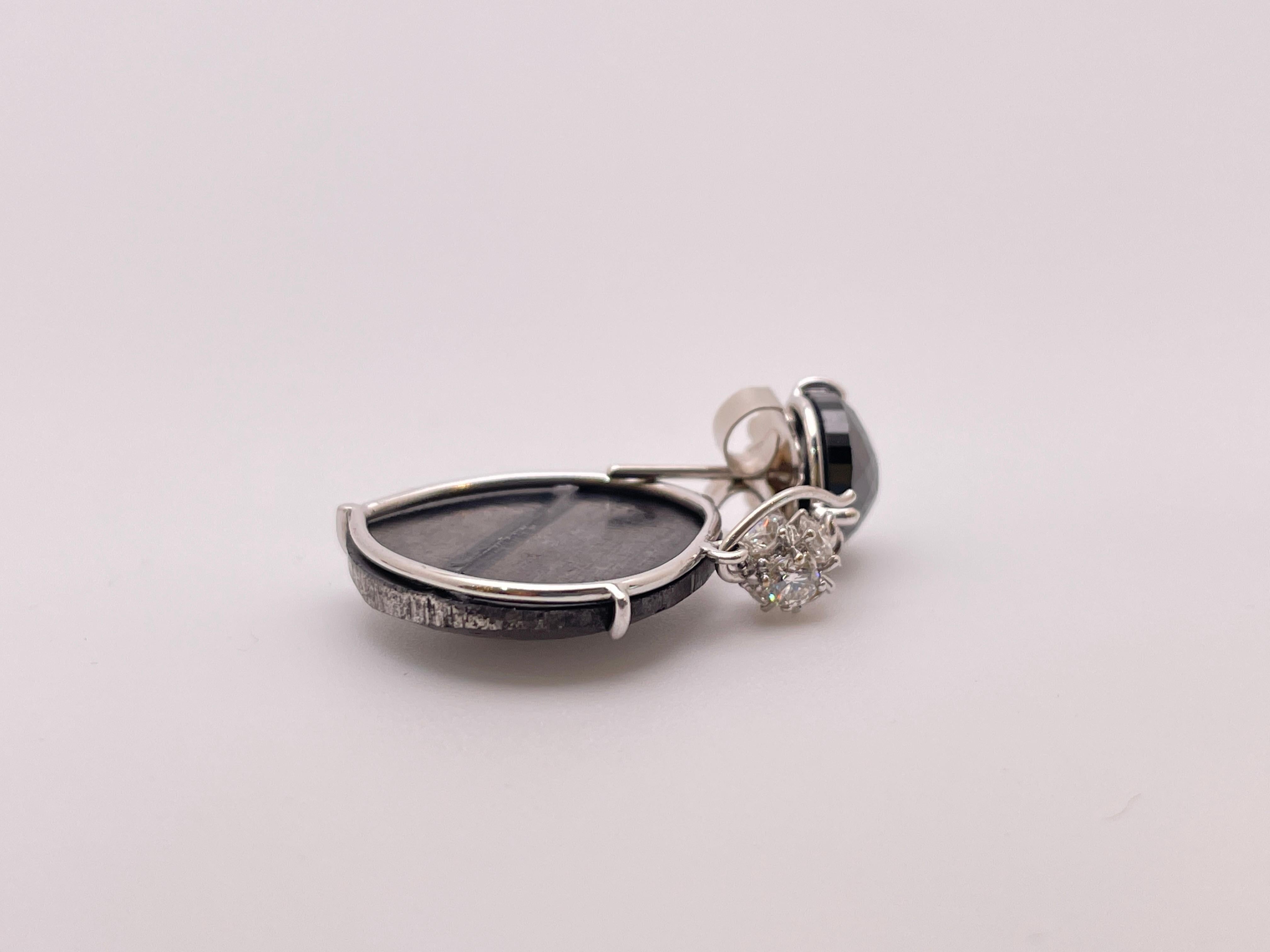 IGI-zertifizierte 25 CT natürliche schwarze Diamanten 18K Weißgold Tropfen Ohrringe im Angebot 2