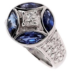 IGI Certified 2.59ct Natural Sapphires and 0.63ct Natural Diamonds Platinum Ring