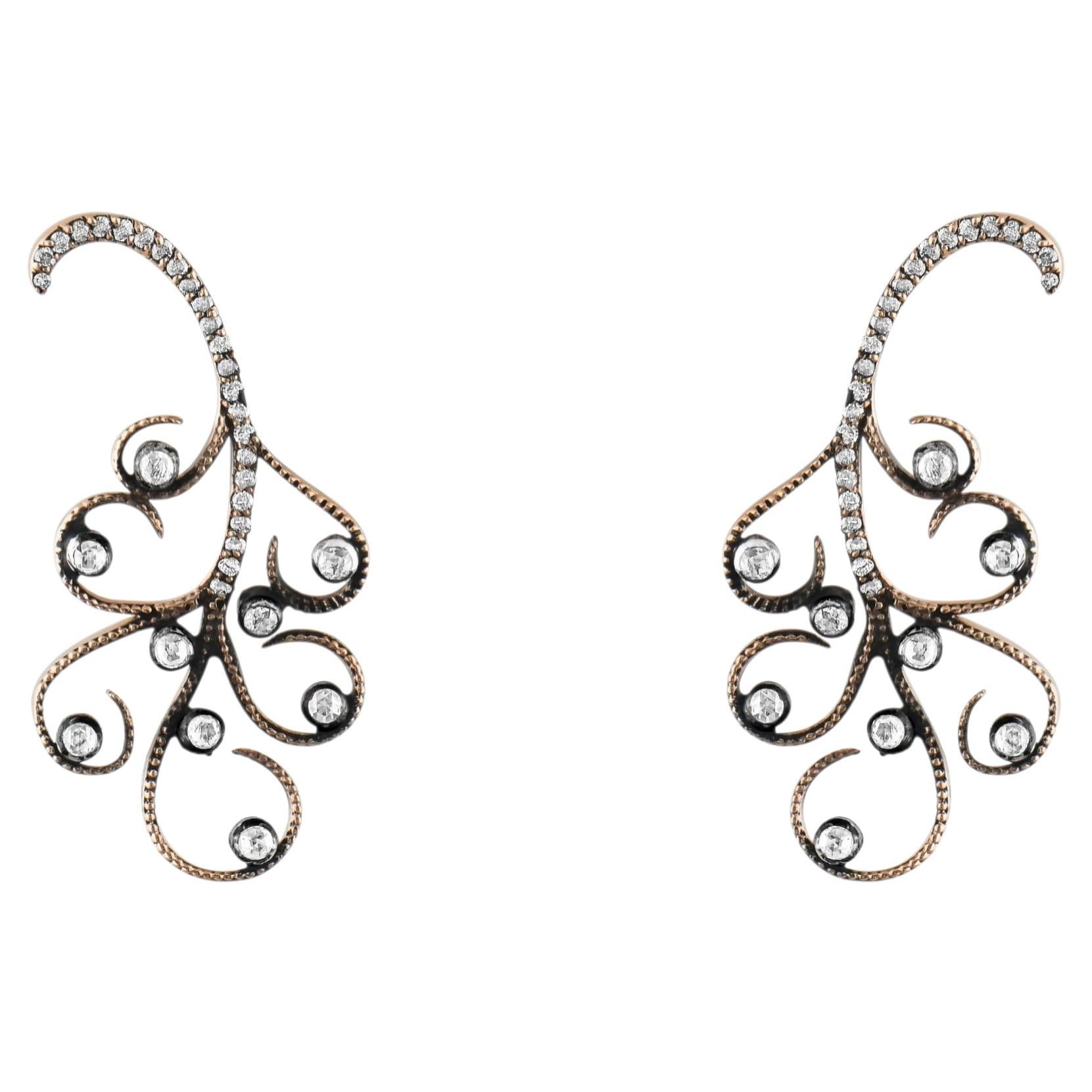 Boucles d'oreilles de haute joaillerie en or 8 carats, ornées d'un diamant naturel de 2,6 carats certifié par l'IGI