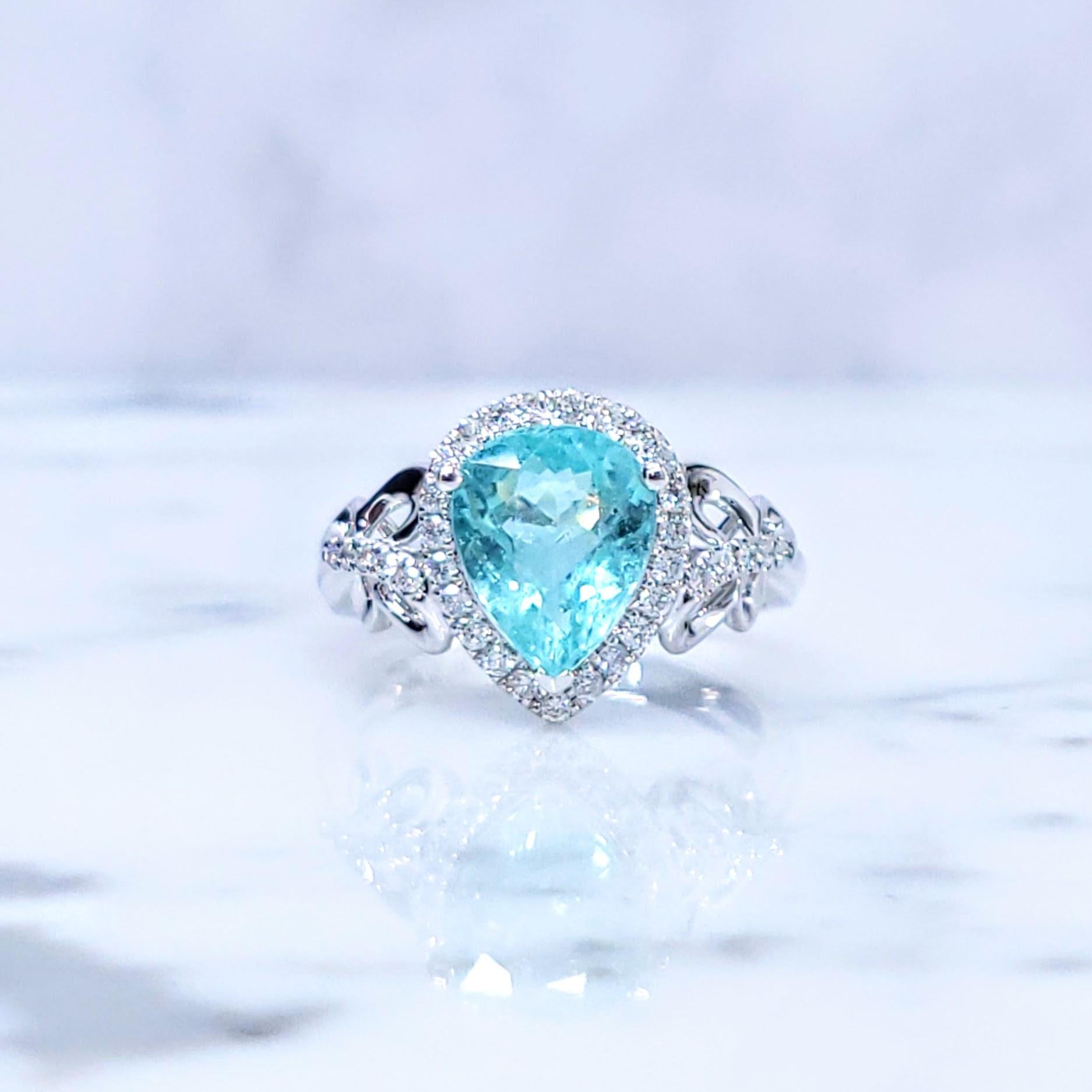 Anello con Paraiba e Diamante certificato IGI da 2,60 carati in oro bianco 18 carati in vendita 7