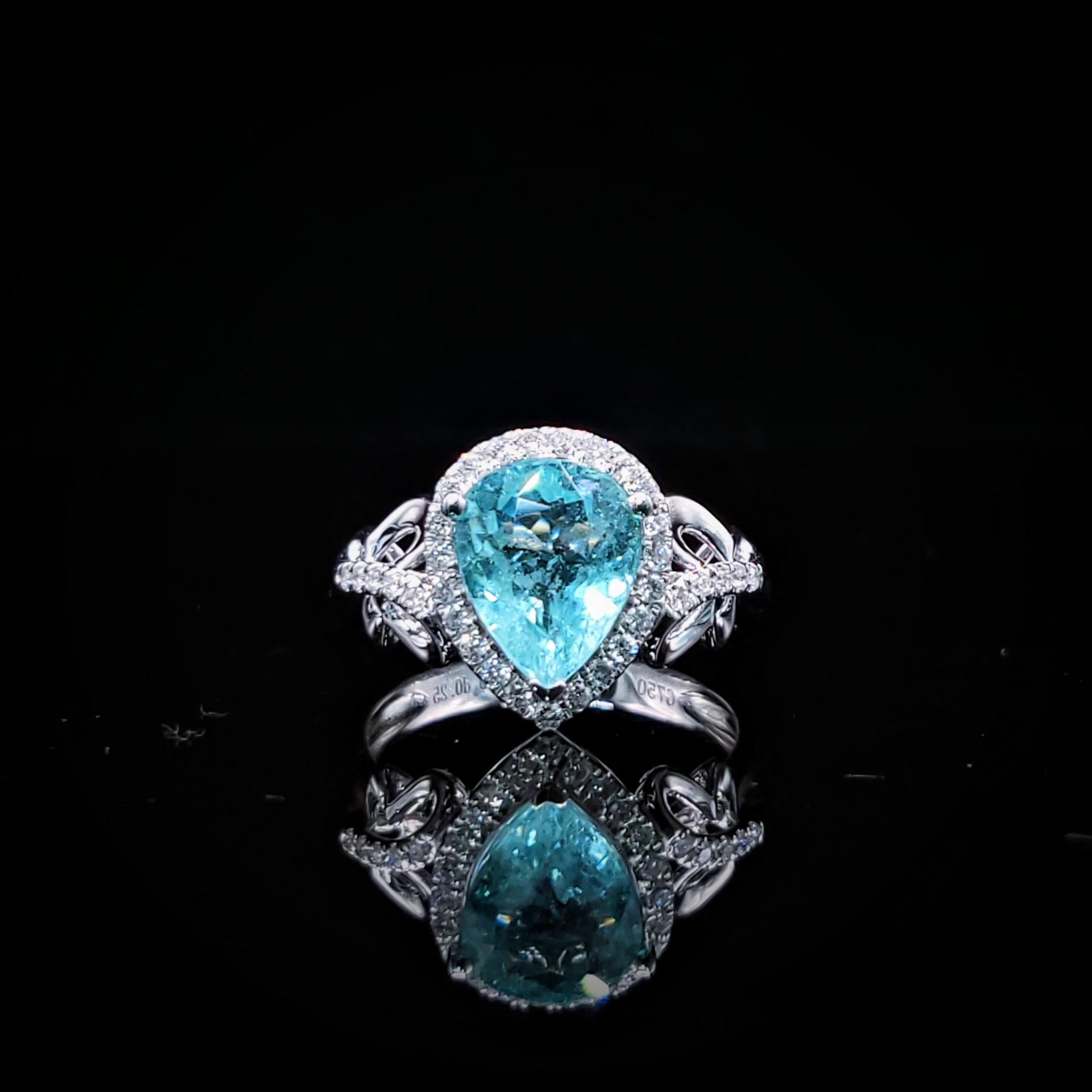 Anello con Paraiba e Diamante certificato IGI da 2,60 carati in oro bianco 18 carati in vendita 12