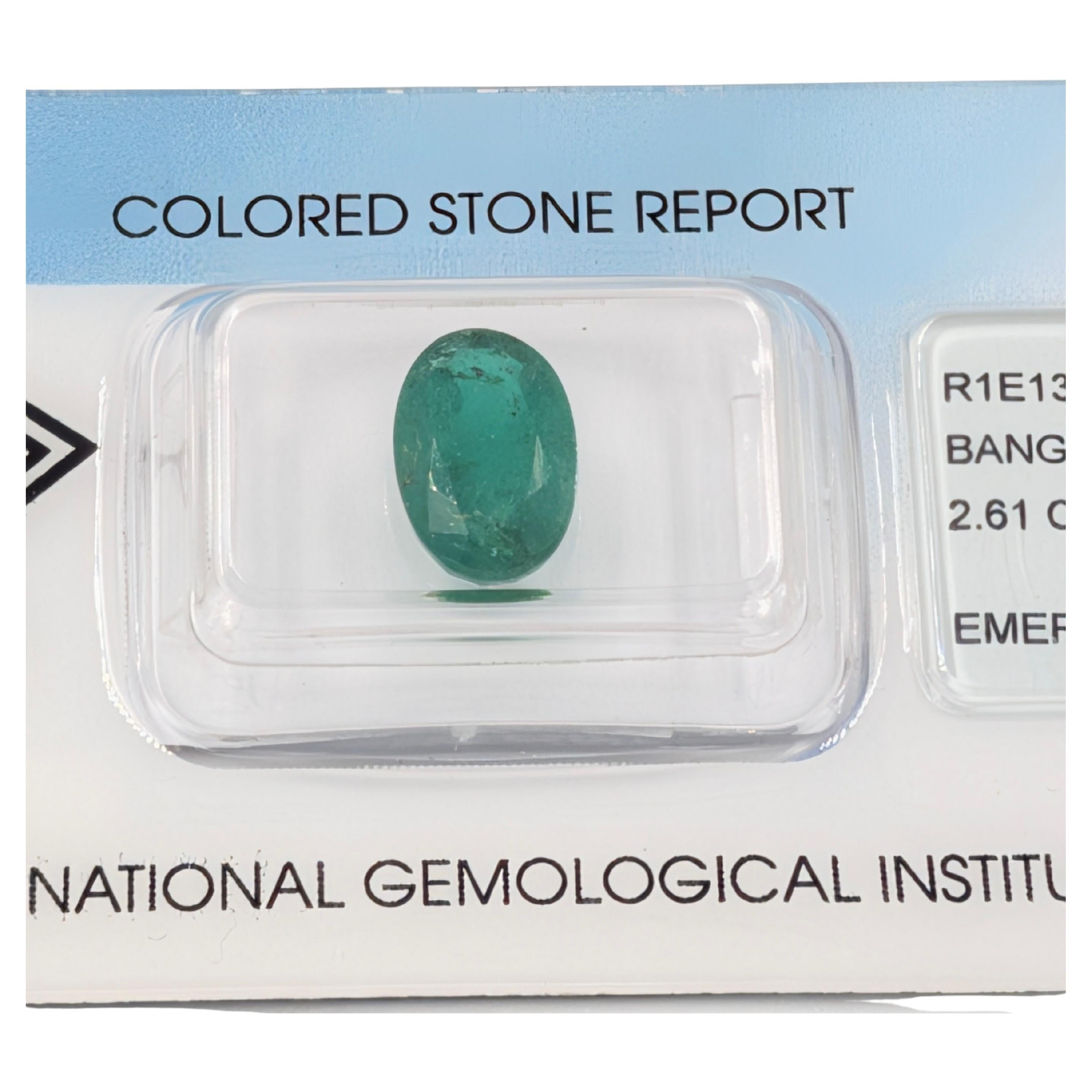 IGI-Certified 2.61ct Natural Oval Mixed Cut Emerald For Sale