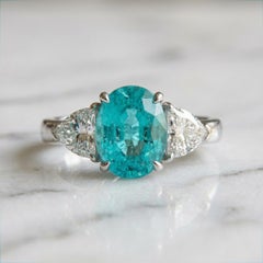 IGI Certified 2.62 Carat Paraiba Tourmaline Diamond Ring
