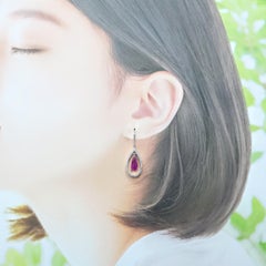 IGI Certified 2.62 Carat Pink Sapphire and Diamond Earrings in 18K White Gold