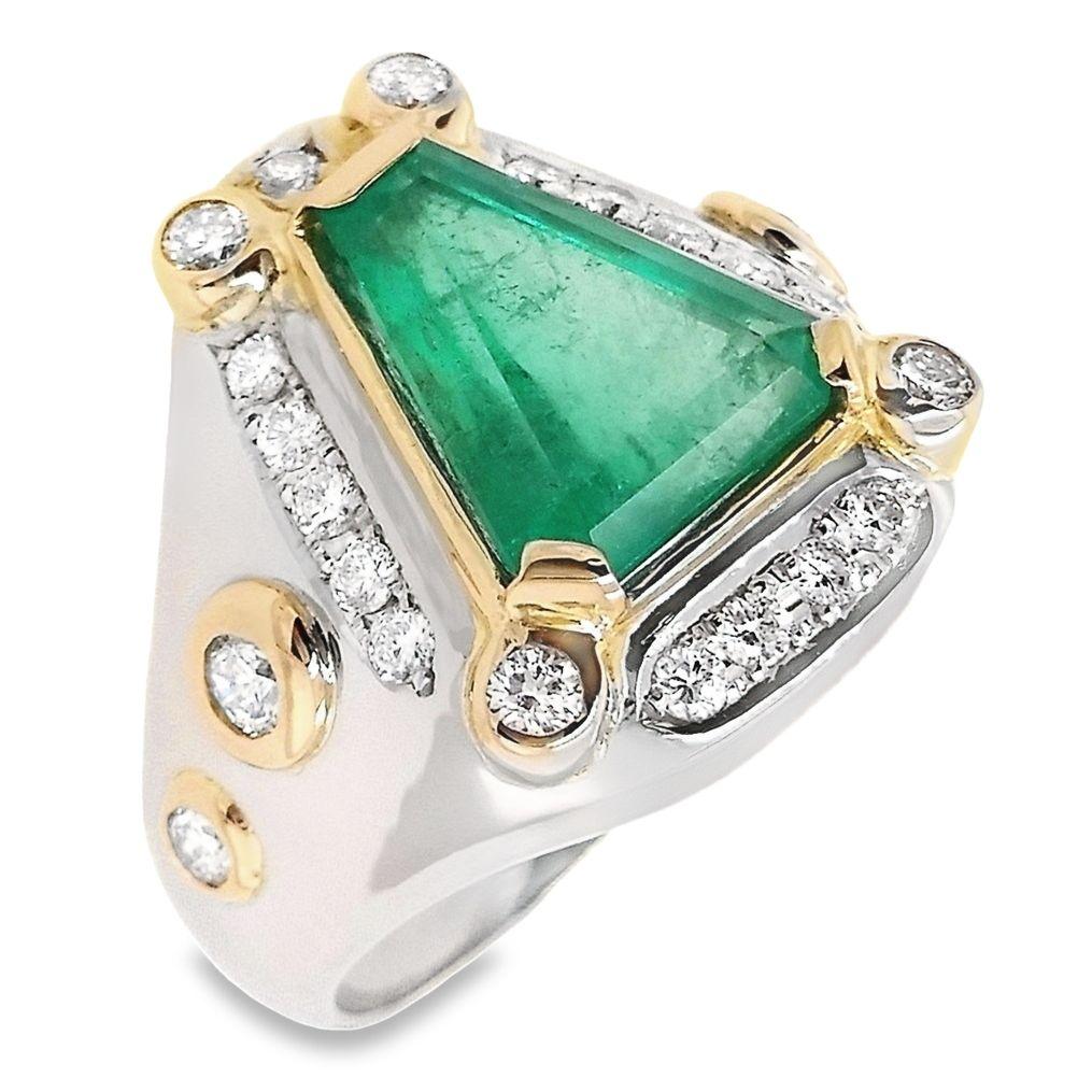 IGI Certified 2.62ct Colombia Emerald 0.58ct Natural Diamond Gold &Platinum Ring 3