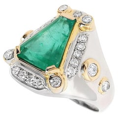 IGI Certified 2.62ct Colombia Emerald 0.58ct Natural Diamond Gold &Platinum Ring