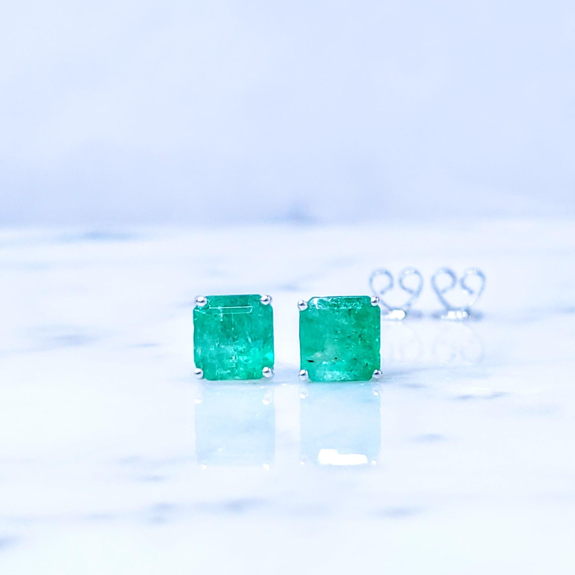 Exquises dans leurs moindres détails, ces boucles d'oreilles certifiées IGI sont une célébration des plus beaux trésors de la nature. En leur cœur, deux magnifiques émeraudes colombiennes de 2,65 carats, un poids total qui attire l'attention. Les