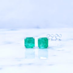 IGI Certified 2.65ct Columbian Emerald and Diamond Earrings in 18K White Gold