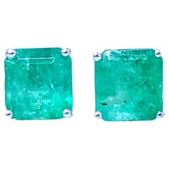 IGI Certified 2.65ct Columbian Emerald and Diamond Earrings in 18K White Gold