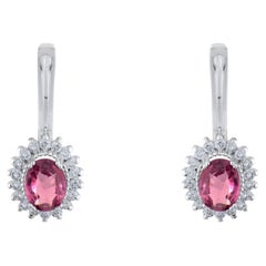 Boucles d'oreilles pendantes en or 14 carats, ornées d'un grenat naturel de 2,67 carats certifié par l'IGI et de diamants