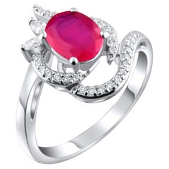 IGI Certified 2.68 Carat Diamond and Ruby Statement Ring 18K Gold