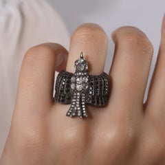 IGI Certified 2.76 Carat Diamond and Black Diamond Bird Motif Statement Ring 8K
