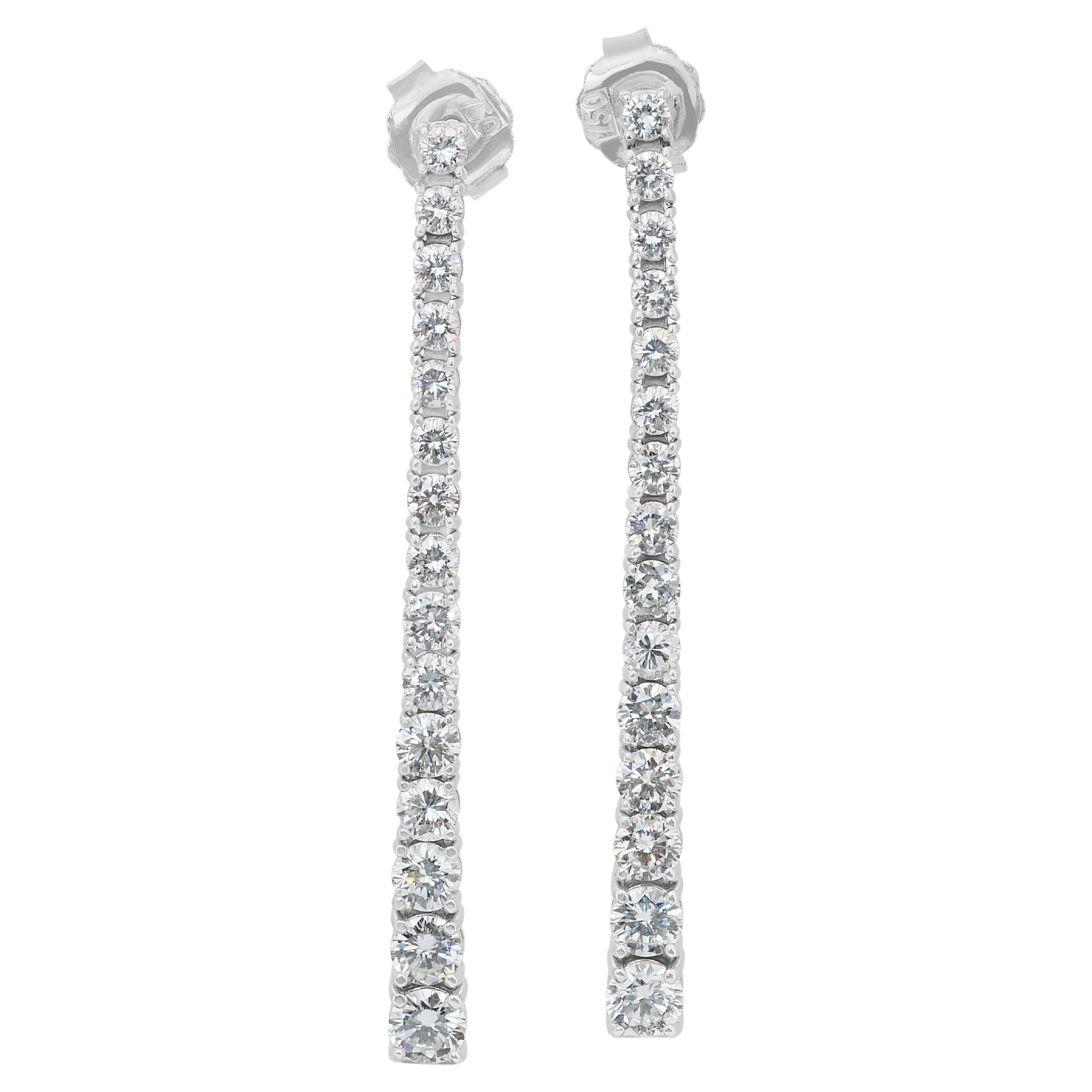 IGI Certified 2.76ct Diamonds Drop Earrings in 18k White Gold For Sale