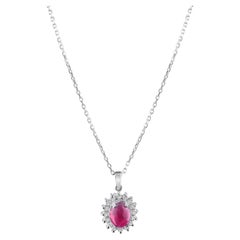 Collier avec pendentif en rubis naturel et diamants certifié IGI, de 2,8 carats, en or 14 carats
