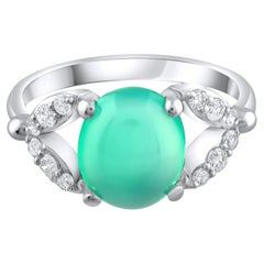 IGI Certified 2.86 Carat Diamond and Emerald Ring 14K Gold