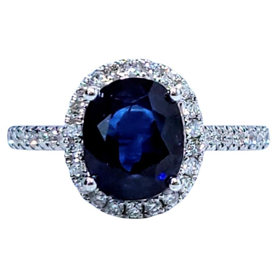 Anello con zaffiro e diamante certificato IGI da 2,87 carati in oro bianco 18 carati