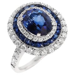 IGI Certified 2.87ct Natural Sapphires and 0.74ct Diamonds 18k White Gold Ring
