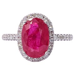 IGI Certified 2.89 Carat Ruby & Diamond Ring in 18K White Gold
