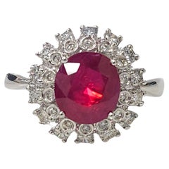 IGI Certified 2.91 Carat Ruby & Diamond Ring in 18K White Gold