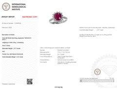 IGI Certified 2.91 Carat Ruby & Diamond Ring in 18K White Gold