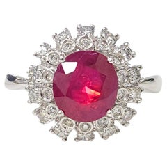 IGI-zertifizierter Ring mit 2,91 Karat Rubin und Diamant aus 18 Karat Weißgold