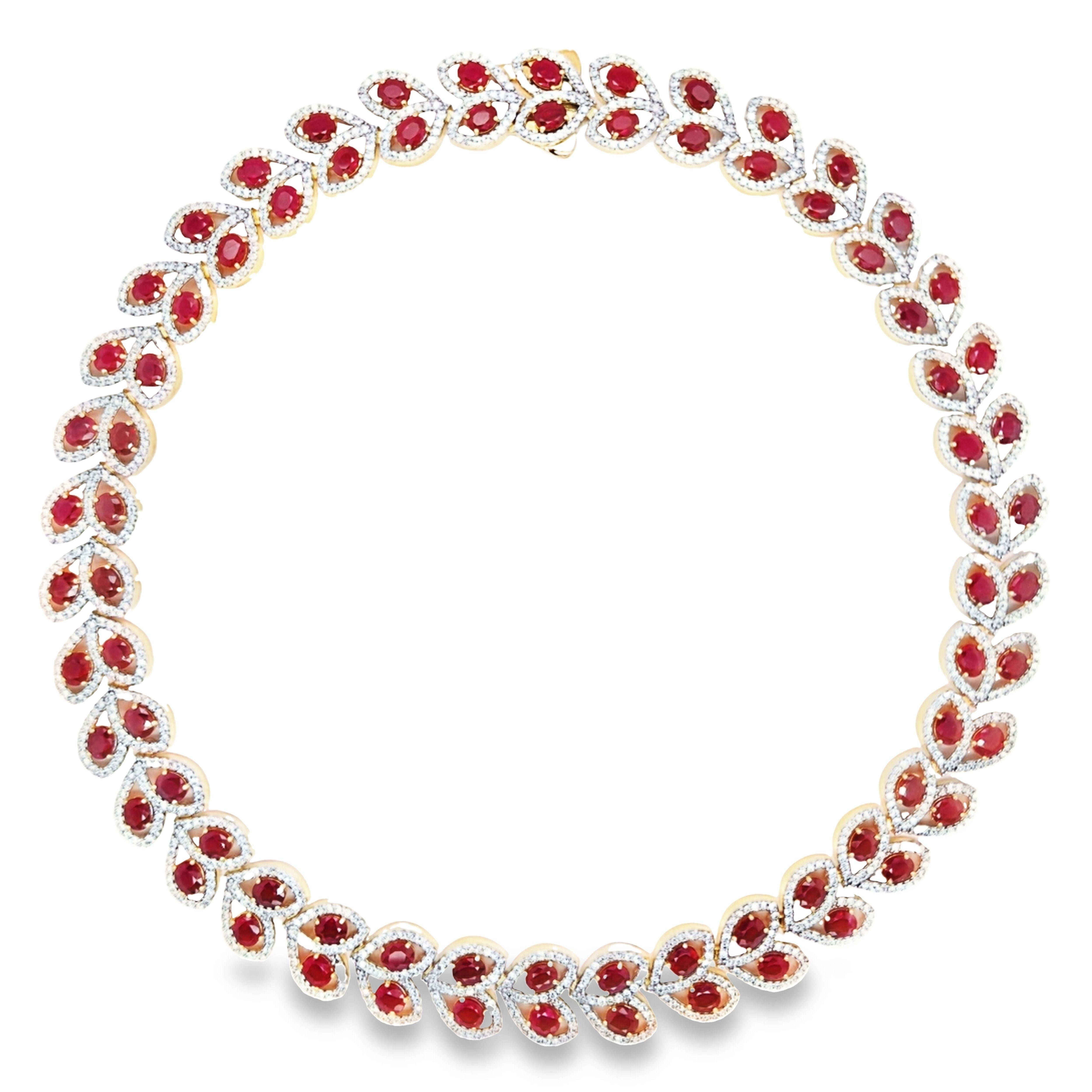 Goldhalskette mit IGI-zertifizierten 29,15 Karat natürlichen Burma-Rubinen und 9,83 Karat natürlichen Diamanten im Angebot 1