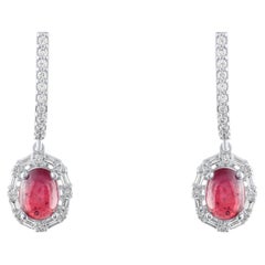 IGI Certified 2.93 Carat Natural Ruby and Diamond Drop Earrings in 14K Gold