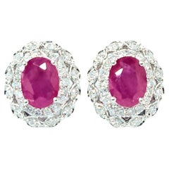 Pendientes de rubí de Birmania y diamantes de oro blanco de 18 quilates con certificado IGI de 2,96 quilates