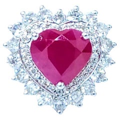 IGI Certified 2.98 Carat Ruby and Diamond Ring in 18K White Gold