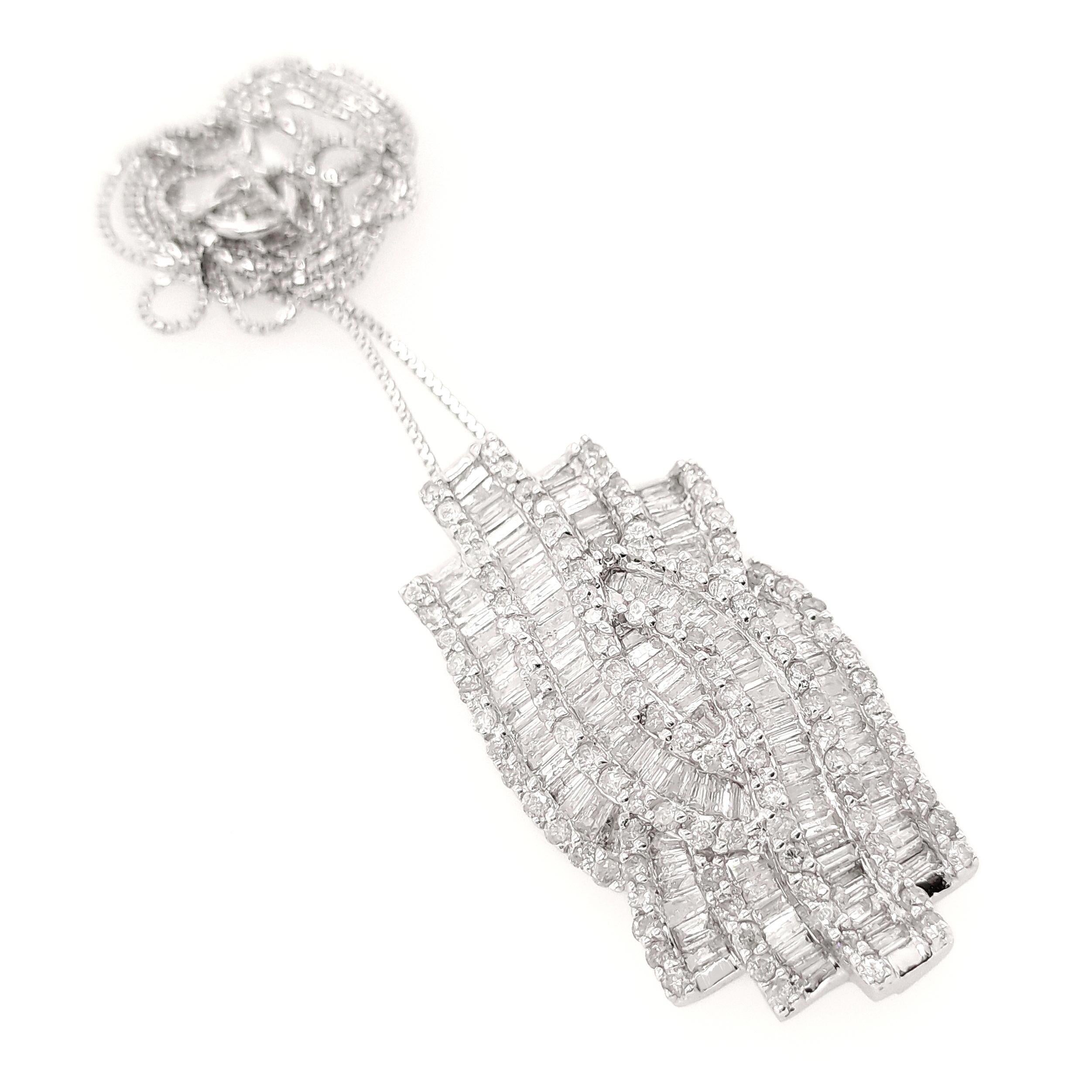 Collana in oro bianco 18 carati con diamanti naturali certificati IGI da 2 carati In condizioni Nuovo in vendita a Hong Kong, HK