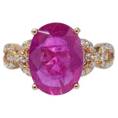 IGI Certified 3.00 Carat Burma Ruby & Diamond Ring in 18K Rose Gold