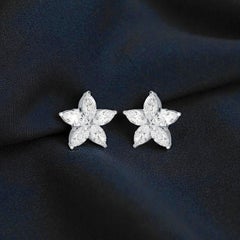 IGI Certified 3.00 Carat D VVS2 Marquise Diamonds Stud X Earrings 18K White Gold