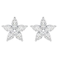 IGI Certified 3.00 Carat D VVS2 Marquise Diamonds Stud X Earrings 18K White Gold