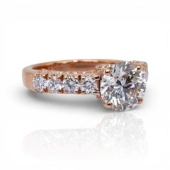 IGI Certified 3.00ct Diamonds Pave Ring in 18k Rose Gold