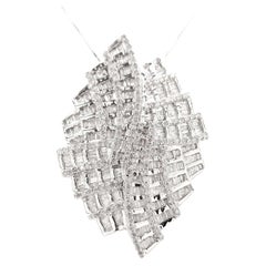 Collier et broche en or blanc 18 carats avec diamants naturels certifiés IGI de 3,00 carats