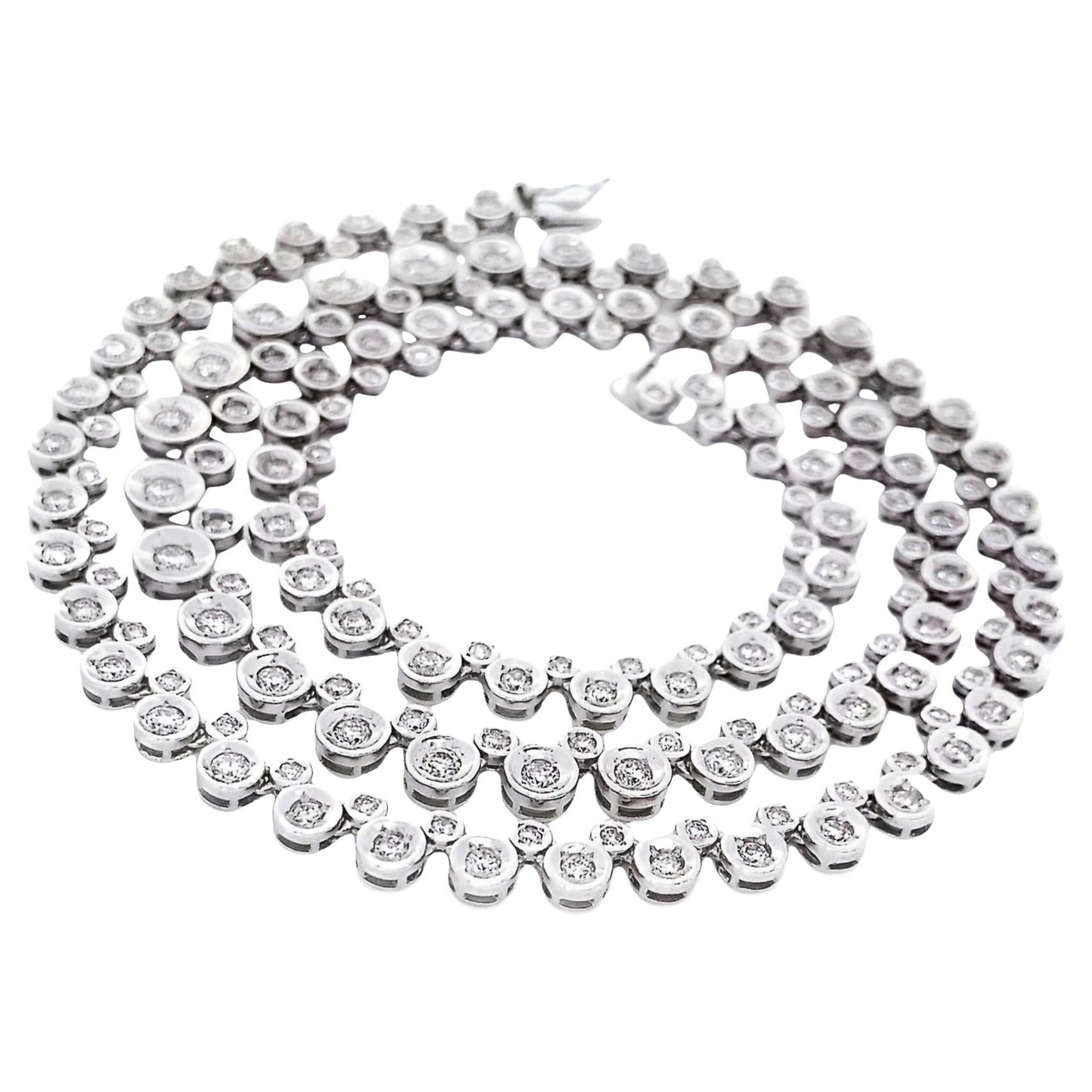 Timeless 18K White Gold Necklace adorned with 3.00ct Natural White Diamonds in a refined design. Featuring 172 Round Brilliant-Cut Diamonds with exceptional E to G colour and VS to SI clarity, this 42cm necklace showcases unmatched brilliance and