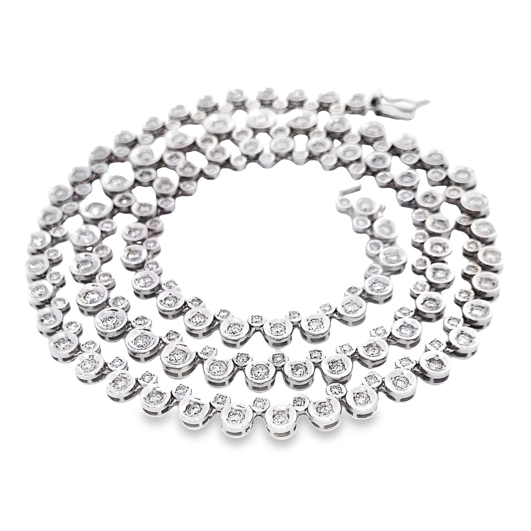 IGI Certified 3.00ct Natural Diamonds 18K White Gold Necklace For Sale 1