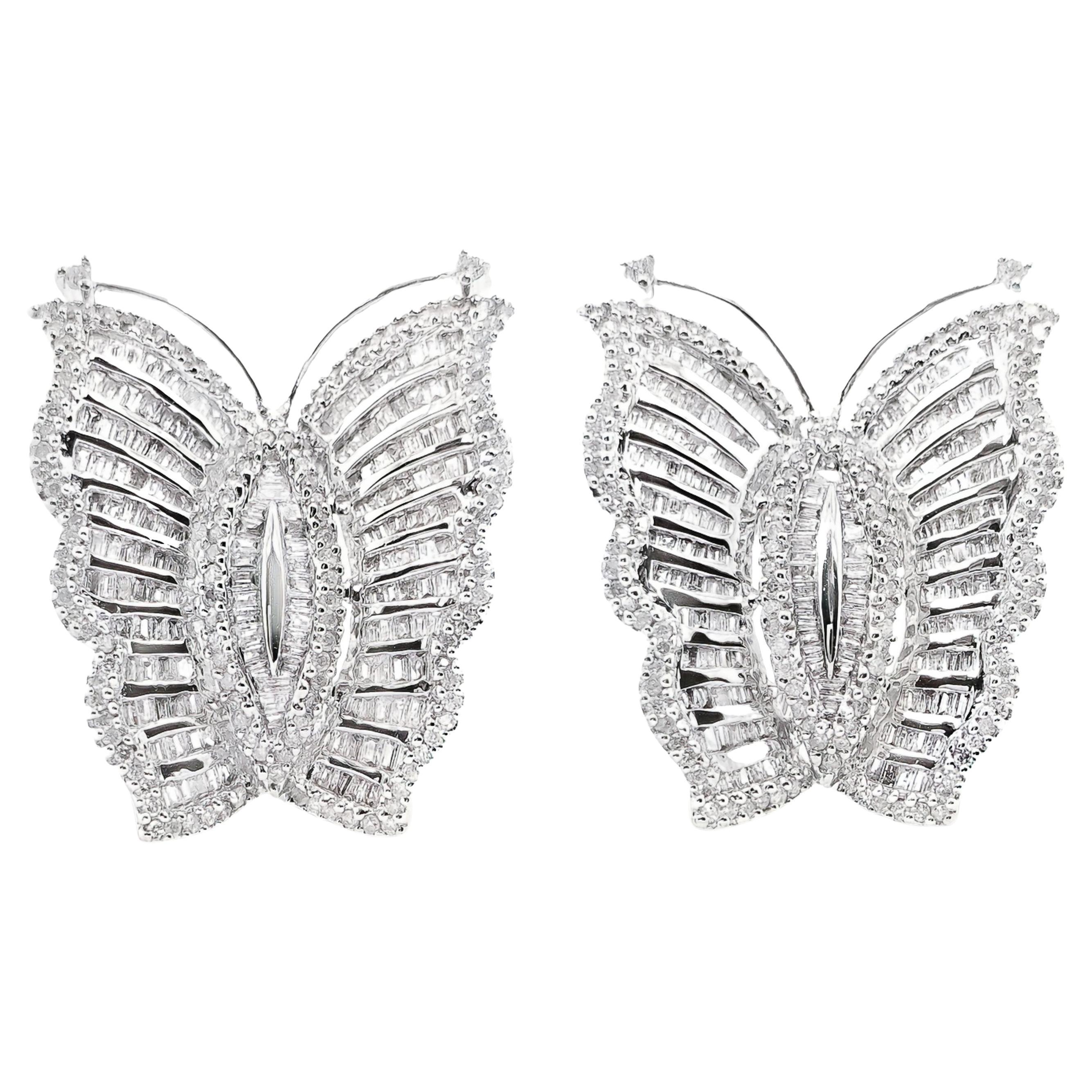 IGI Certified 3.00ct Natural Diamonds 18K White Gold Pair of Earrings
