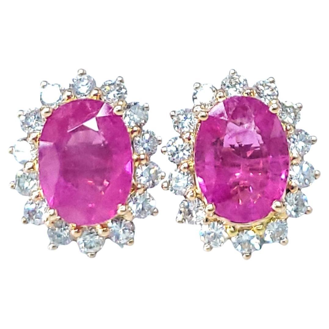 Certificado IGI  Pendientes de rubí de Birmania y diamantes de 3,01 quilates en oro rosa de 18 quilates