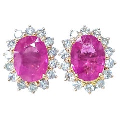 Certificado IGI  Pendientes de rubí de Birmania y diamantes de 3,01 quilates en oro rosa de 18 quilates