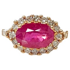 IGI Certified 3.01 Carat Burma Ruby & Diamond Ring in 18K Rose Gold